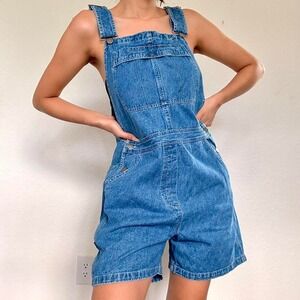 90s Riveted by Lee Y2K Blue Denim Overall Shorts